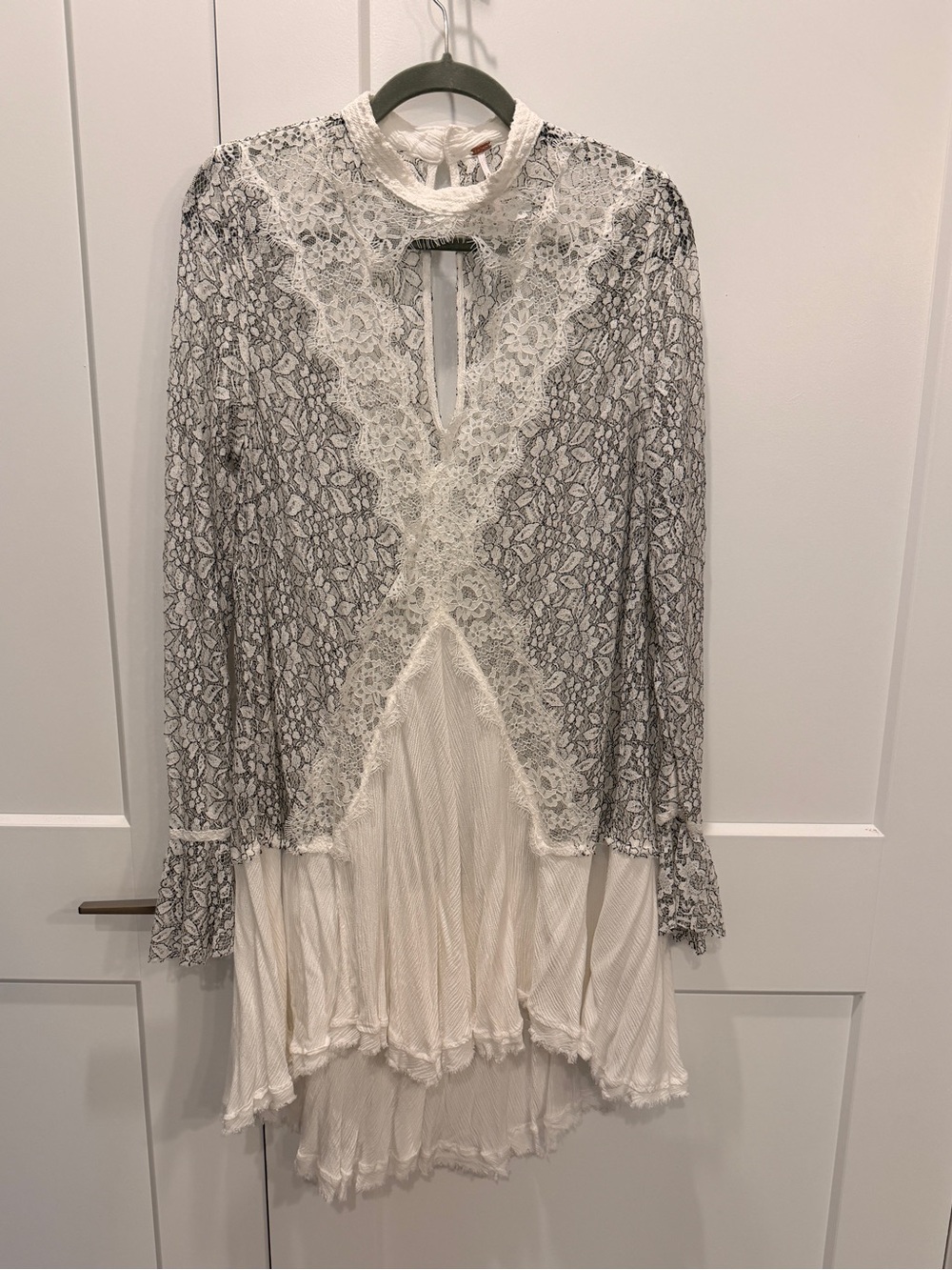 Free People Lace Overlay Dress in White